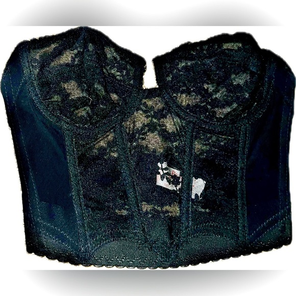 Black 34B strapless low back backless bustier underwire bra top - Picture 1 of 5